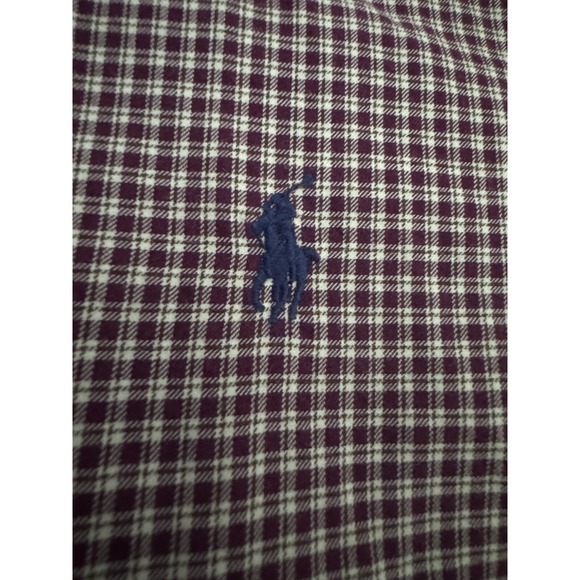 Ralph Lauren Mens Classic Fit Burgundy White Check Button Down Shirt Size M - Picture 4 of 4